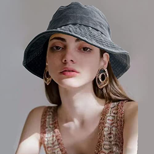 Premium Cotton Bucket Hats,Packable Hats for Men Women,Summer Bucket Hat,Fishing Sun Hats - color: Dark Grey