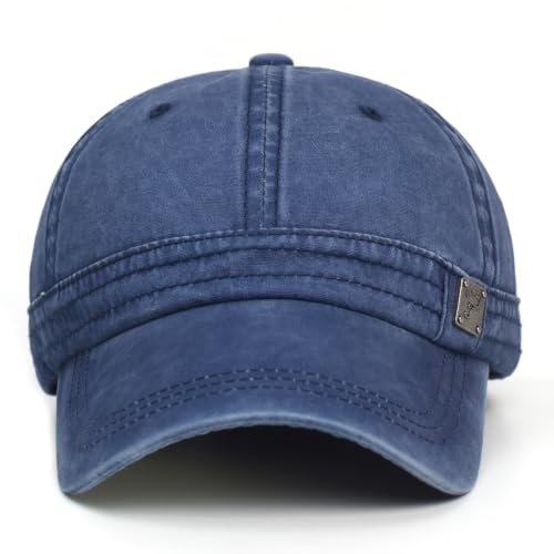 Vintage Washed Cotton Adjustable Baseball Cap for Men Women Low Profile - color: Blue