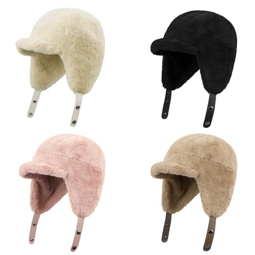 Clakllie Snow Trapper Trooper Hat with Ear Flap for Skiing Women's Ushanka Warm Winter Hat - color: Cdus-dpl2-beige