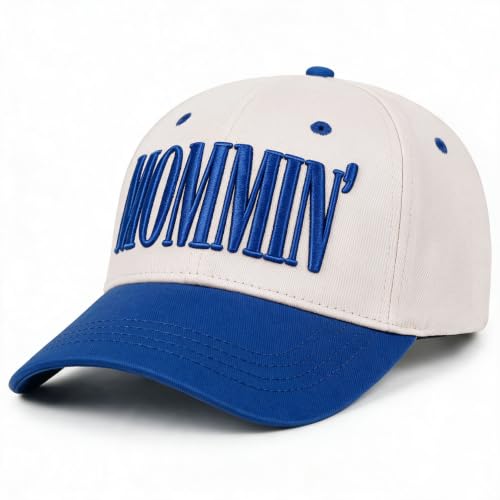 Mommin Trucker Hat for Women, Vintage Two-Tone mom hat with Mommin 3D Embroidery, New Mom Gifts Mothers Day Outfits - color: Blue