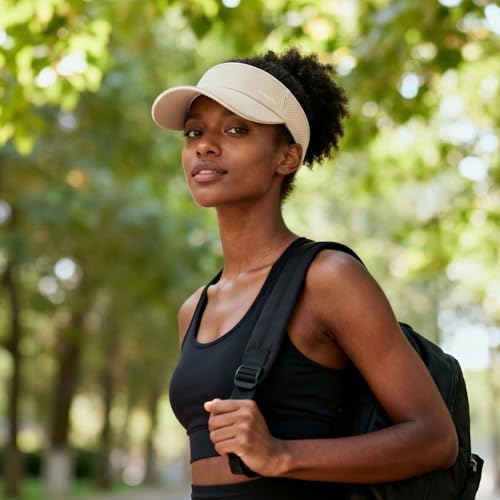 FEINION Women Stretchy Sun Visor with Sunglass Slot Baseball Hat - color: Black