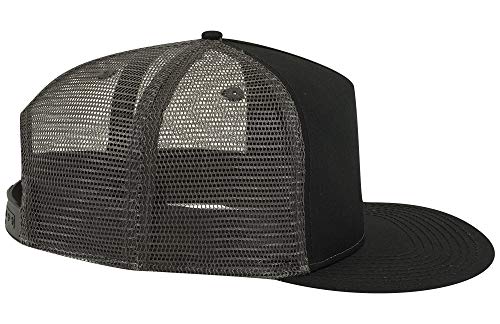 OTTO Square Flat Visor SNAP 5 Panel Mesh Back Trucker Snapback Hat - color: Blk/Blk/Ch.gry