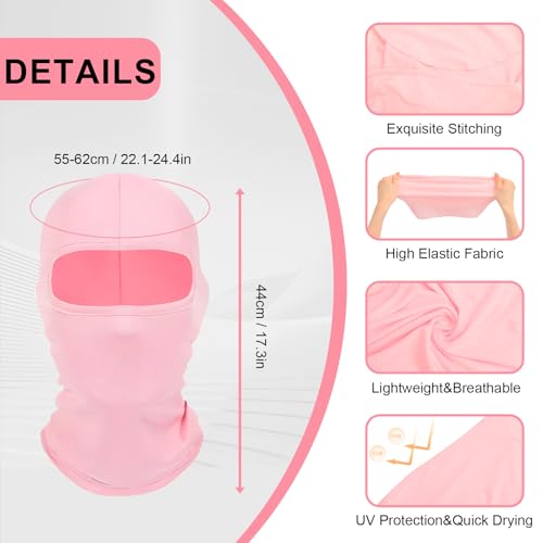 2Pcs Full Face Cover Ski Mask Balaclava Unisex Hood Cap Neck Gaiter UV Protector for Outdoor Sports Snowboard Travel - color: Black+light Pink