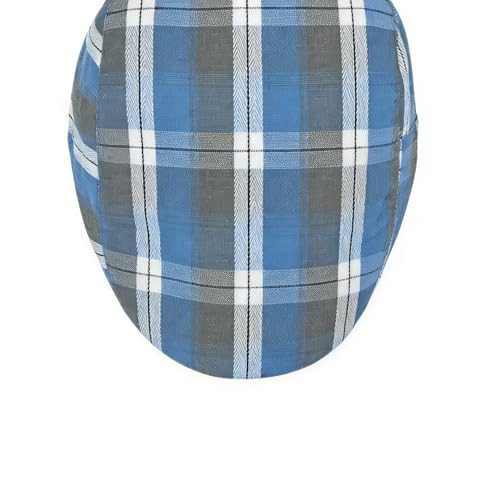 Mens Plaid Newsboy Flat Cap Ivy Gatsby Driving Hunting Cabbie Hat - color: Blue-plaid a