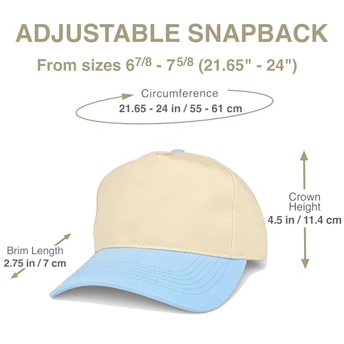 E BY ELIDAN Two Tone A-Frame Trucker Hat, 5-Panel Blank Baseball Snapback - color: Stone Baby Blue