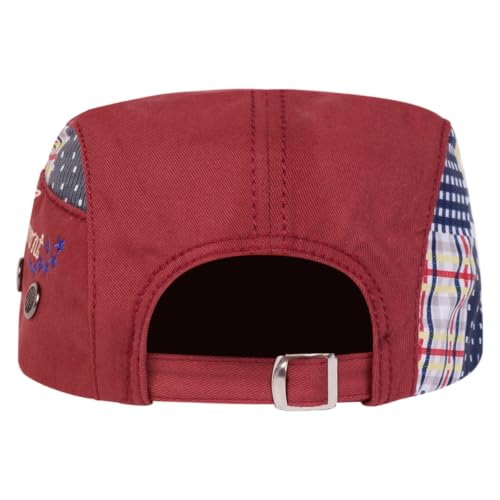 Classic Flat Cap for Men, Adjustable Cotton Newsboy Cap - color: Winered 3