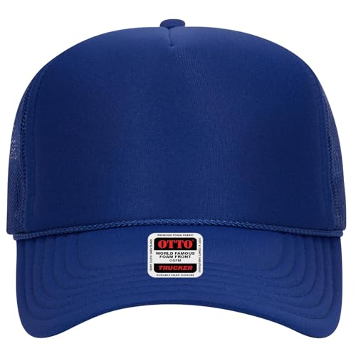 OTTO Cap 5 Panel High Crown Foam Front Mesh Back Trucker Hat, One Size - color: 001 - Royal