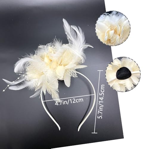 Fascinators Hat Tea Party Hat for Women 1920s Halloween Party - color: Off-white