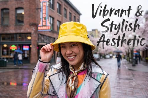 C.C Women's Waterproof Patent Leather Bucket Hat, Glossy Vinyl Rain Hat, Packable Travel Sun & Rain Cap - color: Navy