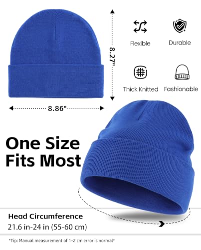 Connectyle Men's Cuffed Beanie Hat Double Layer Knit Winter Watch Cap - color: Blue