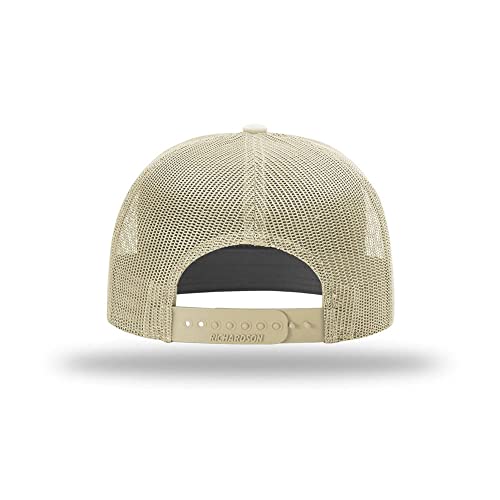 Richardson 168 Hi-Pro 7 Panel Adjustable Snapback Trucker Mesh Back Cap - color: Brown/Khaki