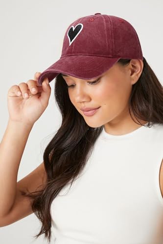 XYIYI Vintage Washed Distressed Baseball Cap Adjustable Cotton Dad Hat for Women Men - color: Heart Wine