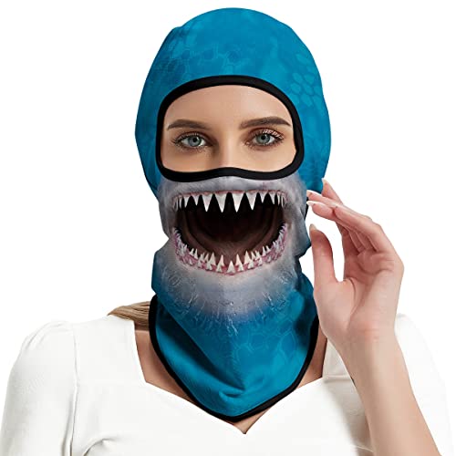 3D Balaclava Ski Mask Motorcycle Full Face Mask Outdoor Tactical Hood Headwear Mask Ghosts Skull Mask Men Women for Halloween - color: Shark