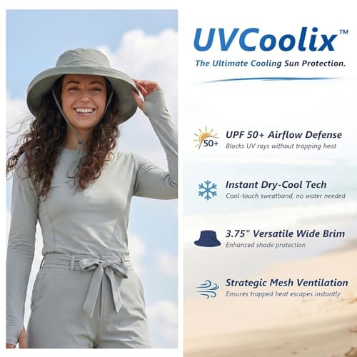 TOP-EX UVCoolix Women's UPF 50+ Wide Brim Cooling Sun Hat - color: Greige, size: X-Large