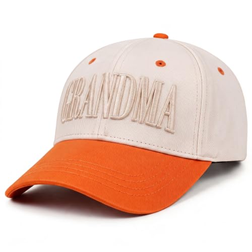 Grandma Trucker Hat for Women, Vintage Two-Tone Grandma Baseball Hat, New Grandmother Birthday Gifts - color: 01.orange