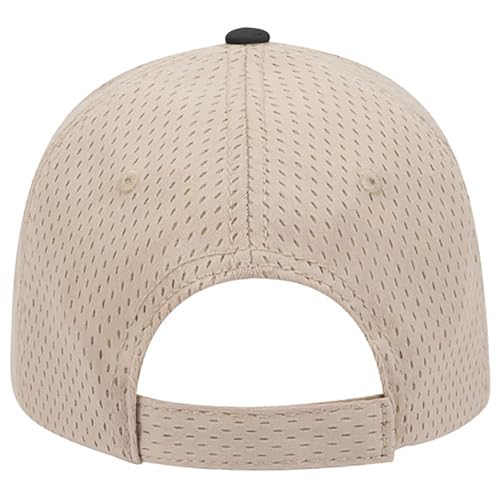 Ashen Fane 6 Panel Polyester Pro Mesh Low Profile Baseball Cap - color: Black Khaki