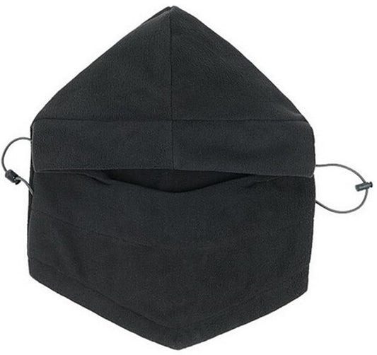 Kids Balaclava-Hat Winter Polar-Fleece-Ski-Face-Mask for Cold-Weather Windproof Thermal Hooded-Scarf Snowboarding Neck-Gaiter - color: Black