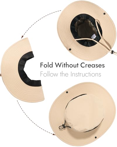 Sun Hats for Men Women UV Sun Protection Waterproof Wide Brim Bucket Hat - color: Khaki