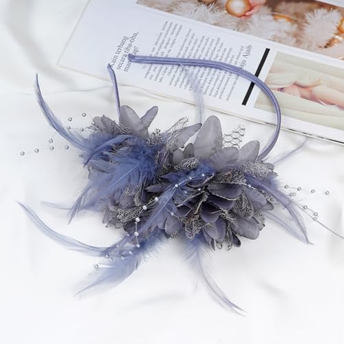 Pistha Womens Fascinators Hats Tea Party Hats Headband for Women Dresses - color: Gray