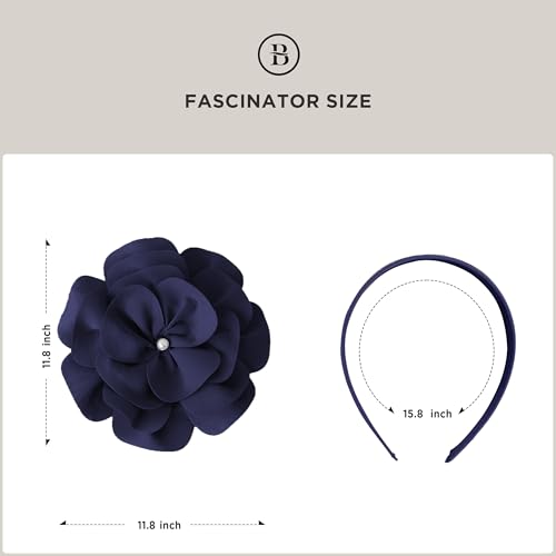 BABEYOND Fascinators Hats for Women Layered Flower Tea Party Derby Hats - color: Navy Blue
