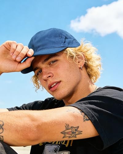 Croogo Cotton Short Brim Hat Low Profile Baseball Cap Unisex Streetwear - color: Urban Blue