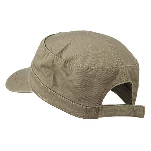 Garment Washed Adjustable Army Cap - color: Dark Khaki