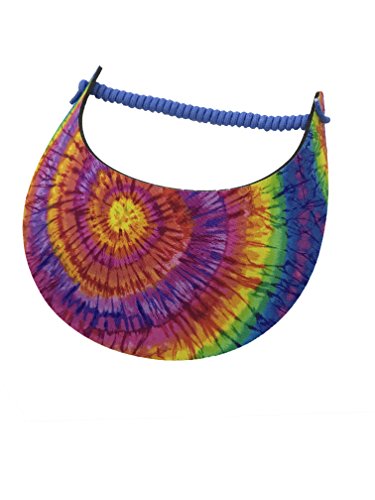Pickleball - Fashion Fabric Foam Sun Visor for Women - Adjustable to Any Size Head - No Pressure & No Headache! | 60's Tye-Dye Design