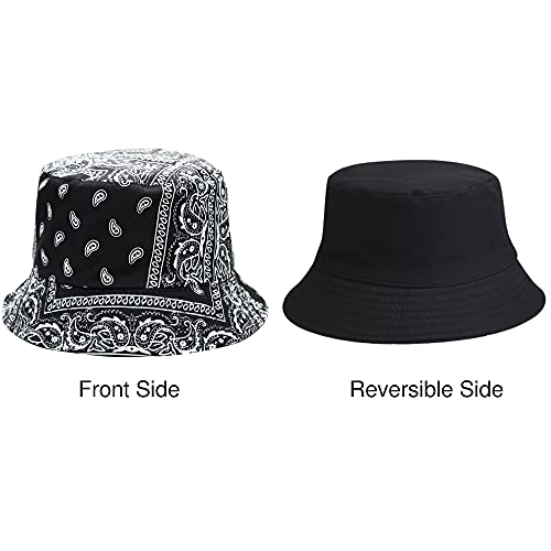 Umeepar Unisex Reversible Packable Bucket Hat Sun Hat for Men Women - color: Bohemian Paisley Black