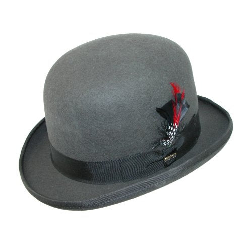 Scala Men's Furlong Wool Felt and Grosgrain Trim Derby Bowler Hat Chocolate
