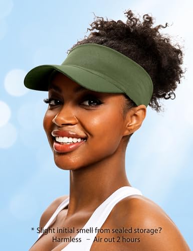 ROYBENS Cooling Visor Hat Women Men, Elastic Headband Sun Visor Golf Cap - color: Army Green
