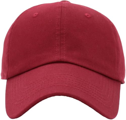 KBETHOS Classic Unisex Cotton Adjustable Low Crown Baseball Cap – Plain Dad Hat - color: Burgundy