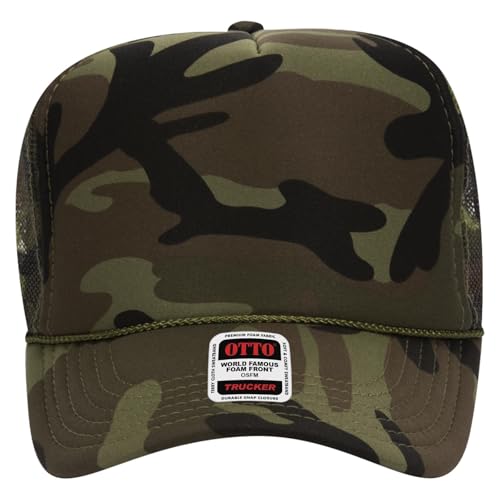 OTTO Cap 5 Panel High Crown Foam Front Mesh Back Trucker Hat, One Size - color: 0703cpb