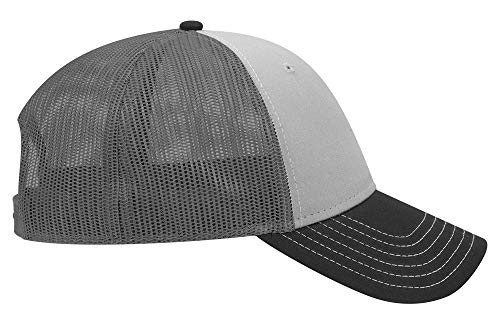 OTTO 6 Panel Low Profile Contrast Vertical Mesh Back Cap - color: Blk/Gry/Ch.gry