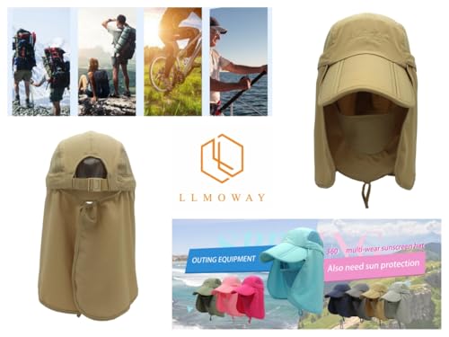 Full Coverage Removable UPF 50+ Sun Hat, Breathable Quick Dry Running Cap - color: Khaki, size: Small