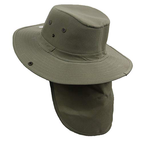 Bucket Sun Flap Hat Cap Fishing Hiking Army Military Snap Brim Neck Cover - color: Khaki, size: X-Large