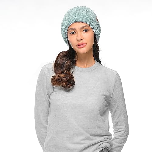 C.C Fuzzy Beanie for Women Unisex - Acrylic Stretchable Soft Warm Knit Winter Skully Hat - color: Acrylic-winter Mint