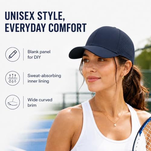 Quick Dry Baseball Cap Curved Brim Snapback Hat Mesh for Men Women - color: Navy