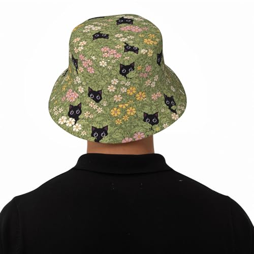 Bucket Hat Unisex for Men Women Cute Funny Fashion Fishing Hat Trippy Art Casual Fisherman Cap - color: Cat1