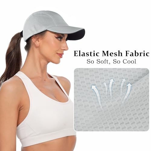GADIEMKENSD Women's Race Day Running Cap Performance Mesh Hat - Excellent Ventilation, Lightweight, Reflective Safety - color: Light Gray