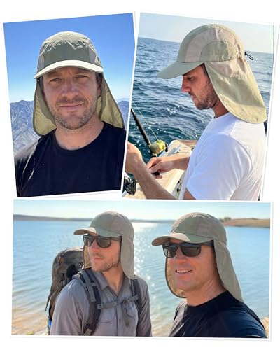 Mens Sun Hat with Breathable Mesh Sun Hats for Men Fishing Hat - color: Light Beige