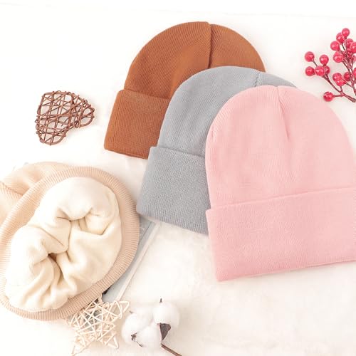 DRESHOW Winter Beanie for Women Men Fleece Lined Slouchy Knit Thick Beanies - color: 1 Pack Knit Beanie Hat: Pink