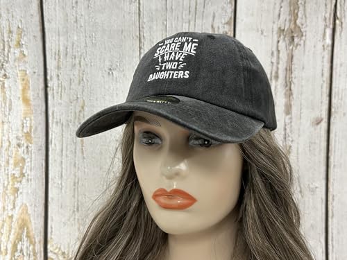Embroidered Baseball Caps for Men and Women - color: I Have Two Daughters (Washed Black)