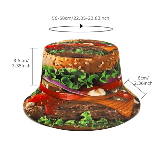 Printed Bucket Hat - Reversible Packable Summer Travel Beach Sun Cap for Men Women Teens - color: Multicolor Burger