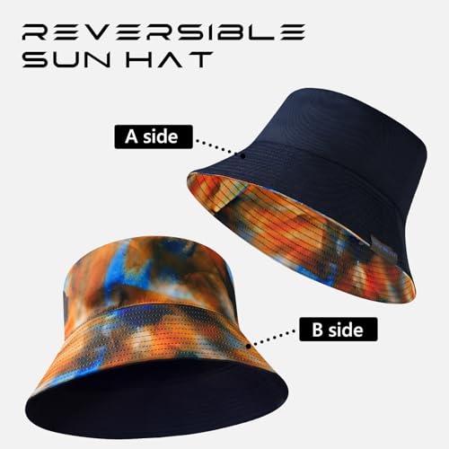 UPF 50+ Reversible Sun Hat - color: Navy/Colorful Red and Blue, size: Medium