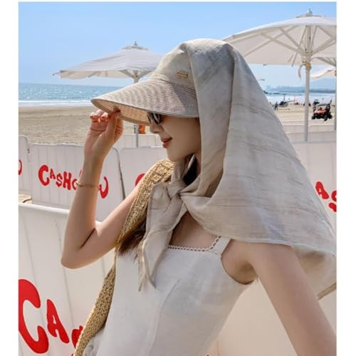 Sun Hats for Women Sun Protection Wide Brim Shawl with Neck Flap Hiking Visor Hat Outdoor UV Summer Beach hat - color: Xueya