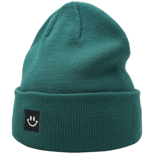 55cube Unisex Winter Beanie Hats Warm Thick Knit Cuffed Skullcaps - color: Dark Teal