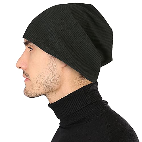 Slouchy Beanie Long Baggy Hat Lightweight Skull Cap for Men Women Unisex - color: V-black