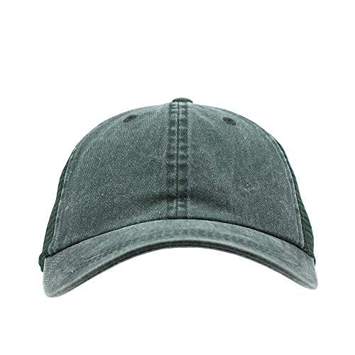 Vintage Washed Cotton Soft Mesh Adjustable Baseball Cap - color: Dark Green