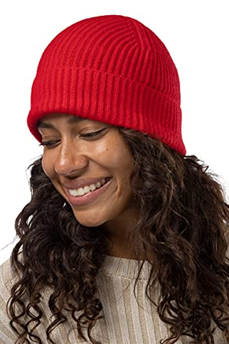 Fishers Finery Women's 100% Cashmere Cuffed Beanie - color: Cardinal Red