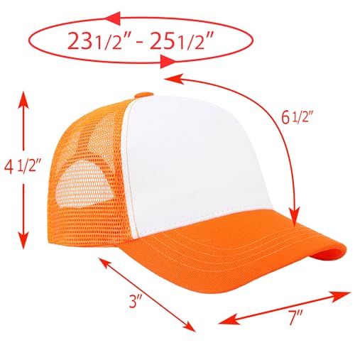 Falari 12 Pack Bulk Wholesale Mesh Trucker Hats 5 Panel and 6 Panel Baseball Caps for Men and Women - color: 5 Panel - Orange